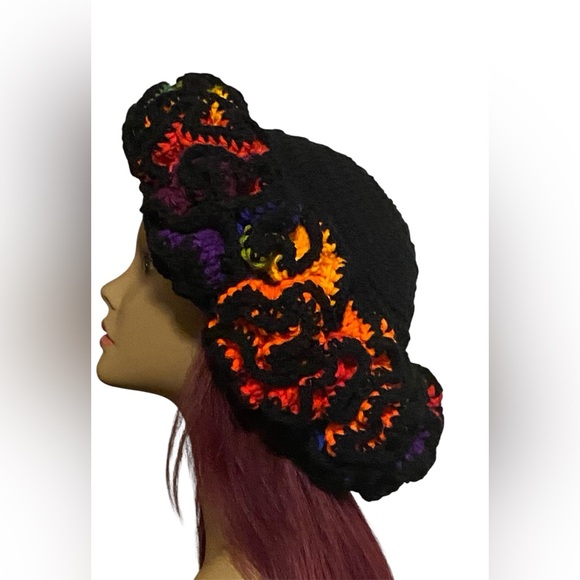 Colorful Handmade Crochet Ruffle Hat - Picture 4 of 4